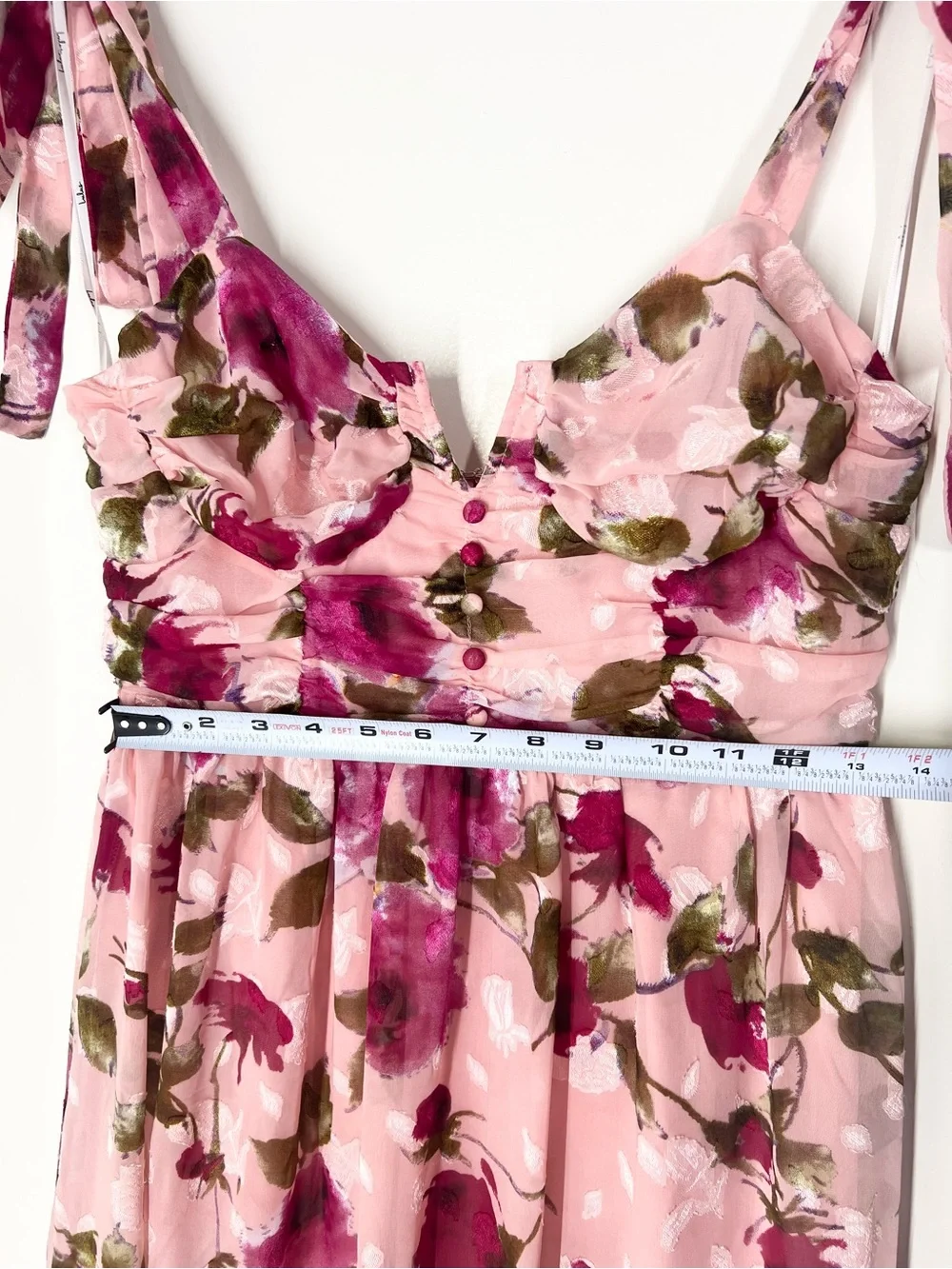 Lulu’s Pink Floral Tie-Shoulder Midi Dress - Picture 12 of 14
